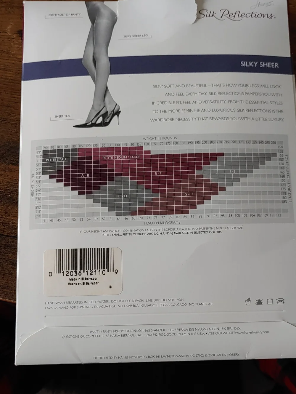 NWT Hanes Silk Reflections Sz EF Sheer Barely Black Control Top Pantyhose